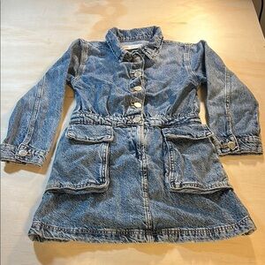Zara Blue Denim Button Up Girls Dress Sz 7